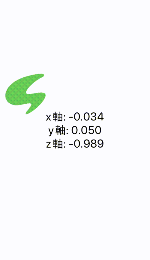 スマートフォンを傾けると画像を動かすことができるアプリの動作画面